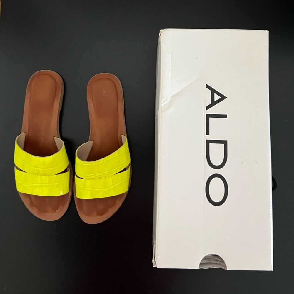 Aldo sandals, bright acid yellow colour, size 5